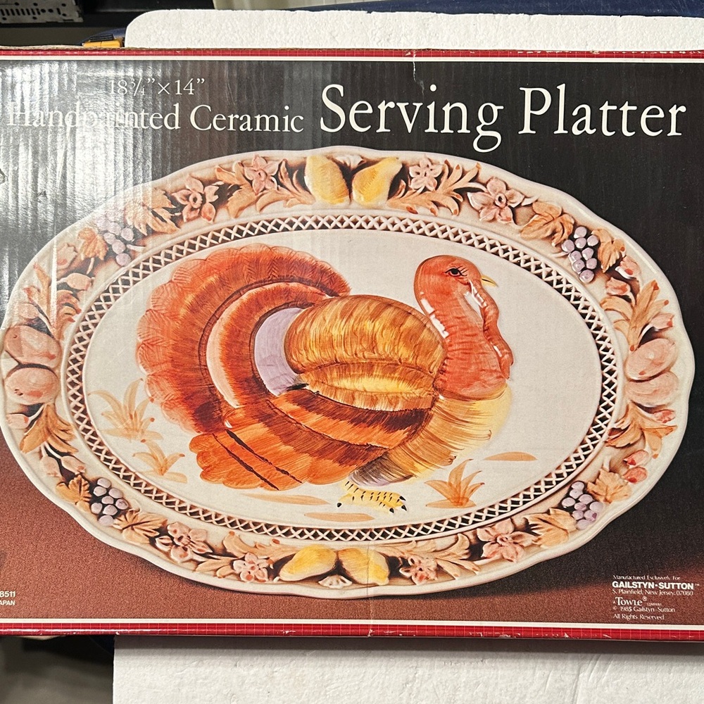 Beautiful Vintage Handpainted Ceramic Serving Platter